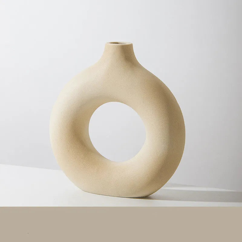 Porcelain biscuit vase with frosted texture for flower arranging in modern design