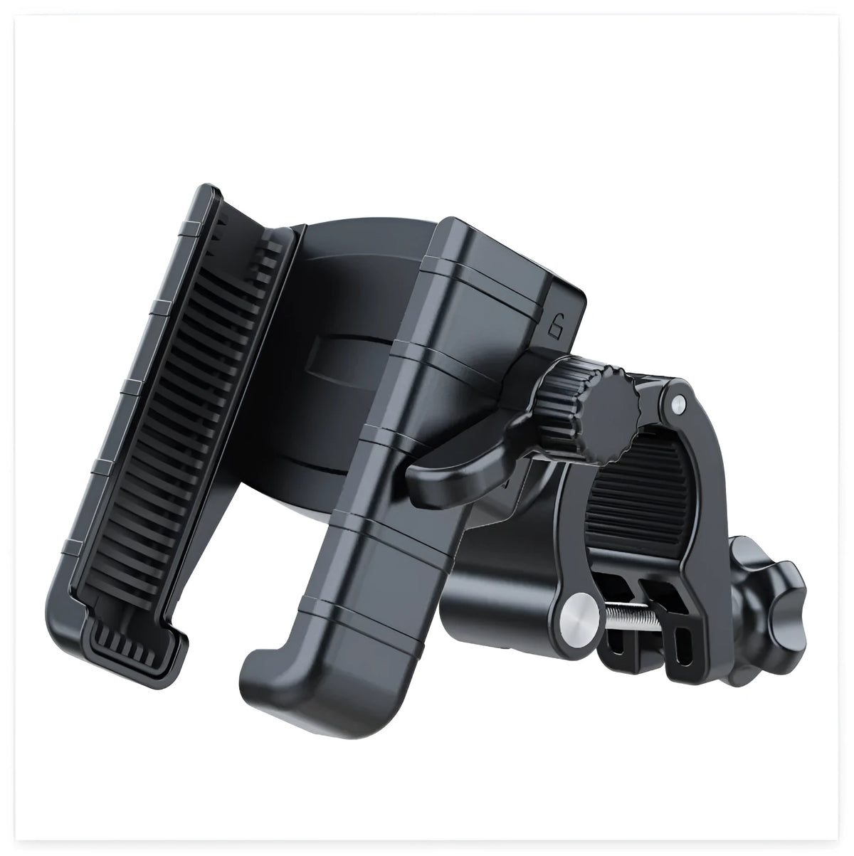 Black aluminium alloy handlebar mount for motorcycles bicycles and scooters with universal fit for 22-35mm bars