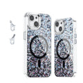 Creative glitter sequins epoxy magnetic phone case for iPhone, transparent back, TPU, available in multiple colours compatible with IP12 to IP16 series