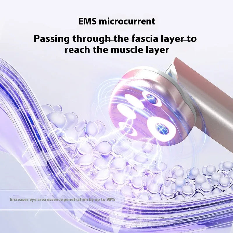 Gradient pink cat's paw shaped eye massager with micro-current vibration and light therapy functions
