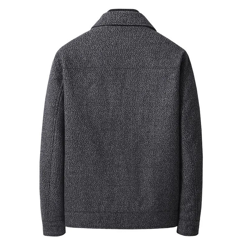 Men's bamboo fiber Vinylon woolen long sleeve coat in black, gray, brown, and coffee sizes M to 5XL
