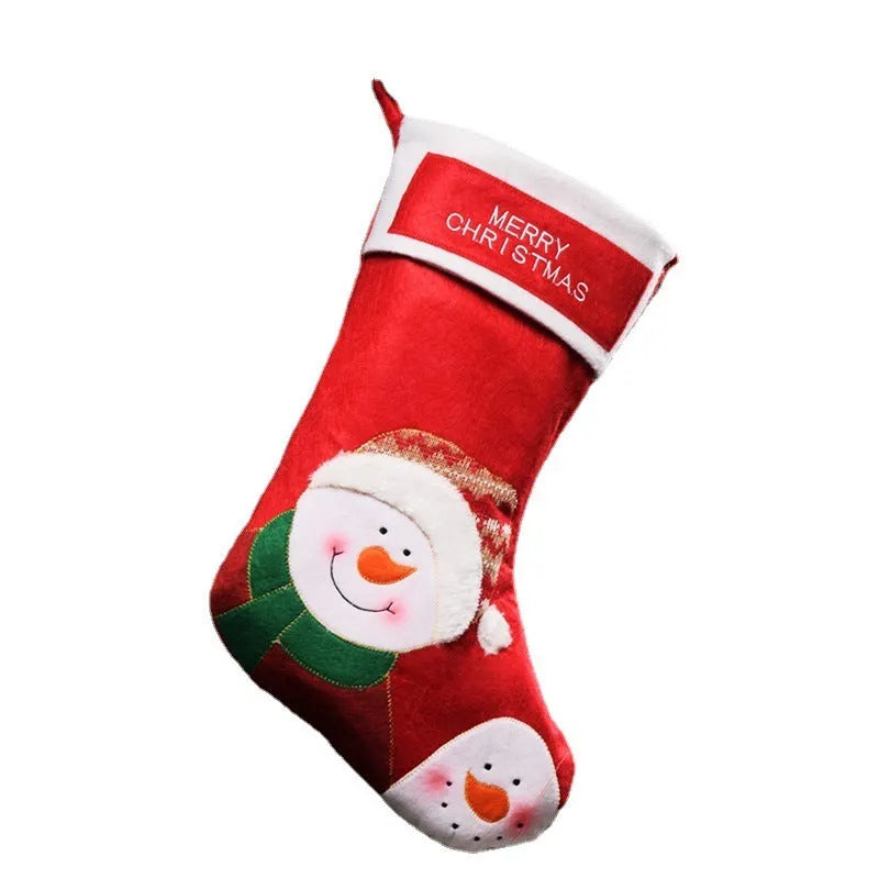 Christmas stocking pendant decoration in non-woven fabric with elk, old man, and snowman design options