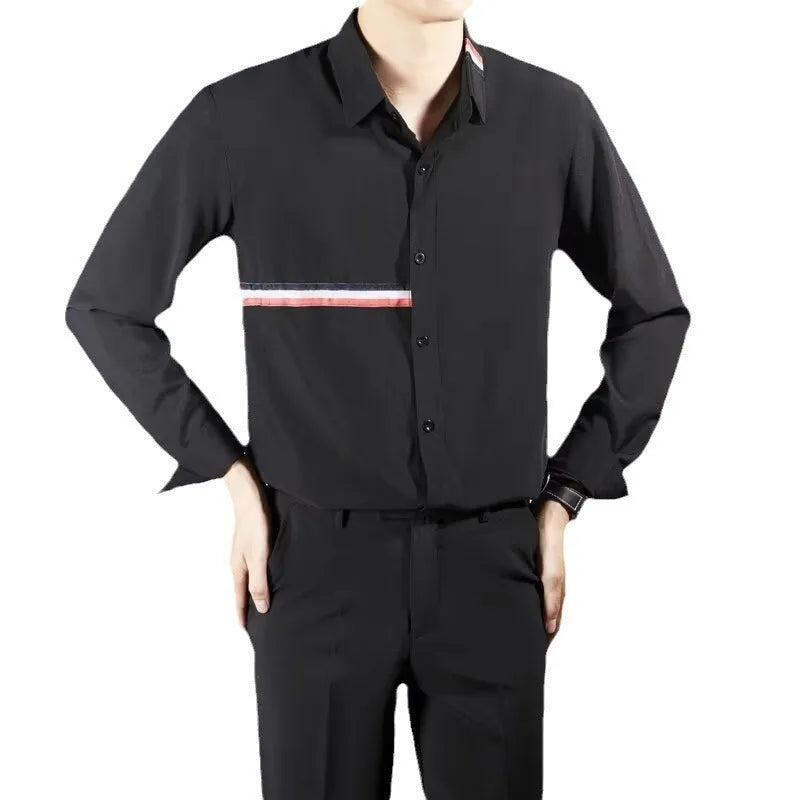 Hong Kong style loose cotton blend shirt in casual cardigan design with button front