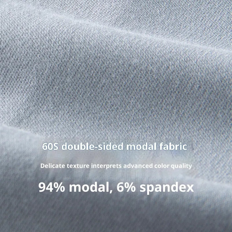 Modal men's casual sleeping pants in gray blue, full length, on a plain background