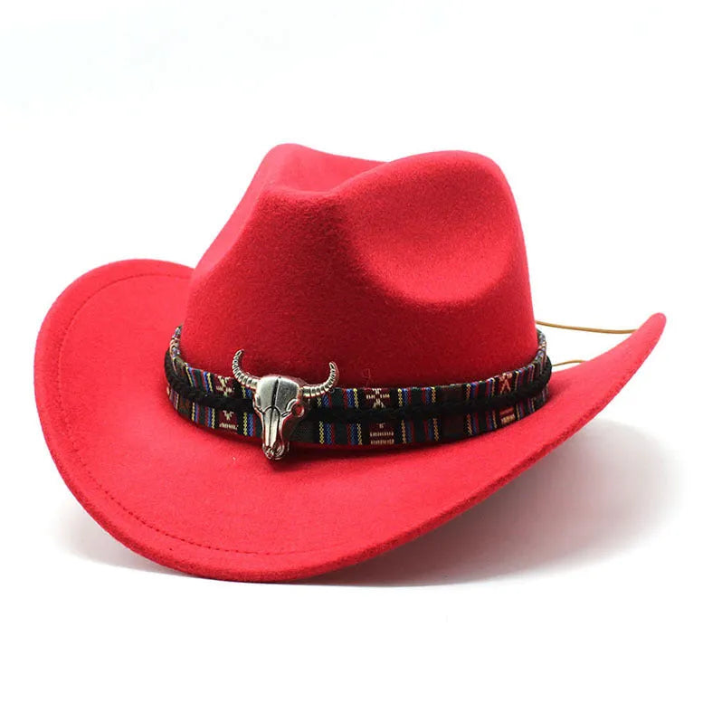 Polyester cowboy hat with bell crown in multiple colour options on head measurement chart