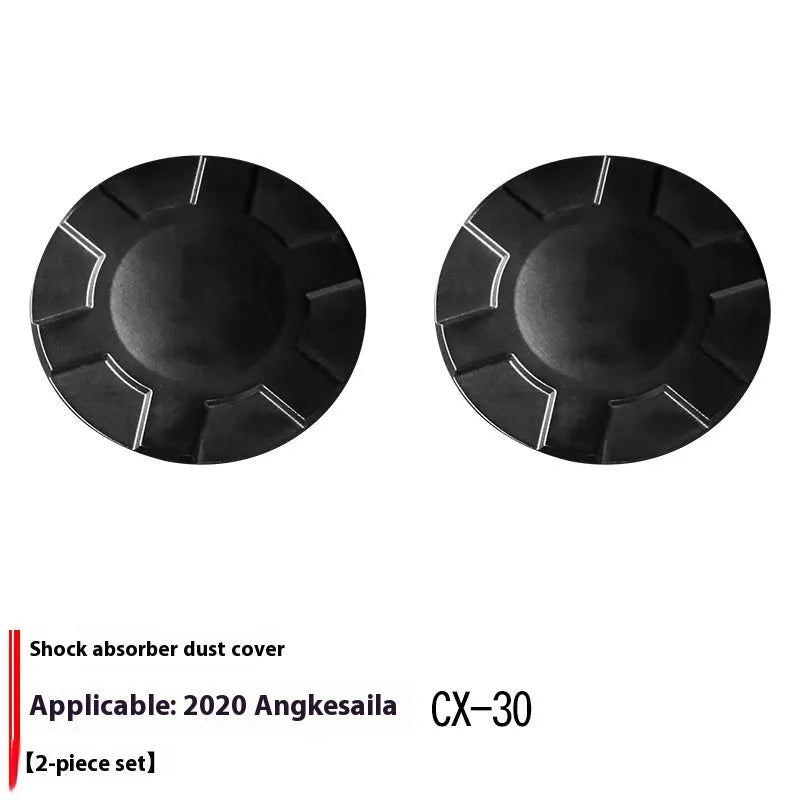 Black pair of model 20 suspension covers for Axela shock absorber screw protection