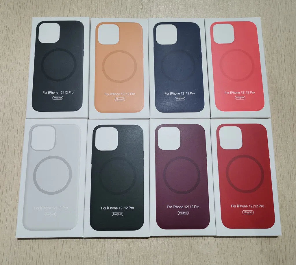 Magnetic silicone phone case for iPhone 12 and 13, pure colour back cover, available in eight colours.