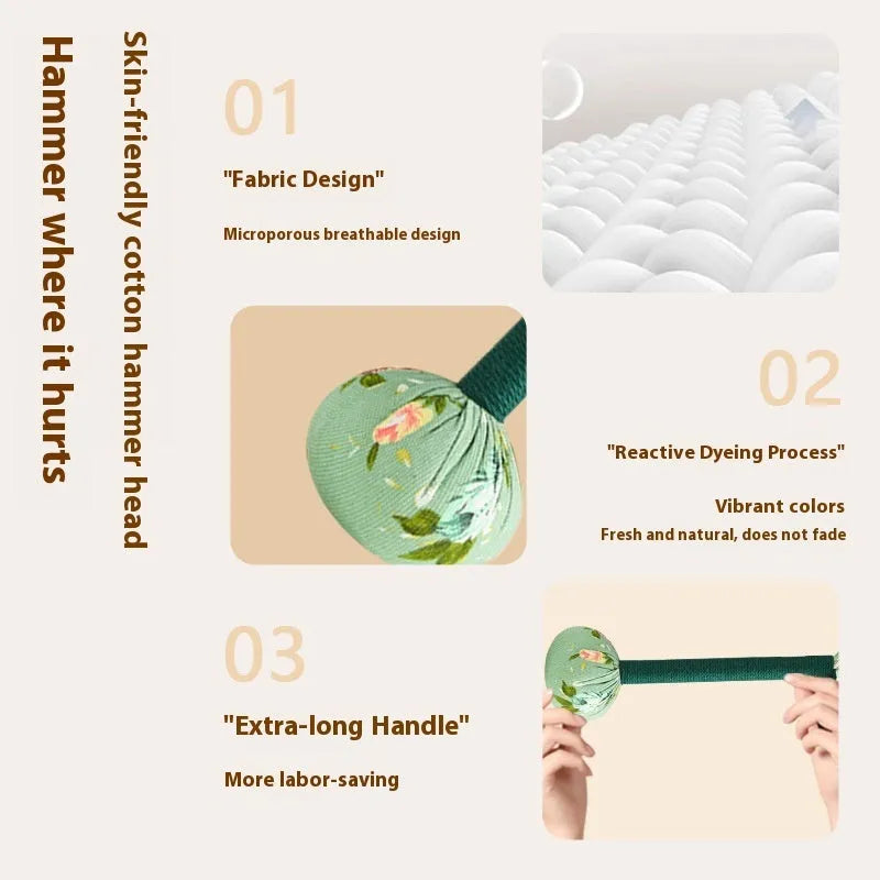 Argy wormwood handheld massage hammer in green colour showing 26cm length measurement