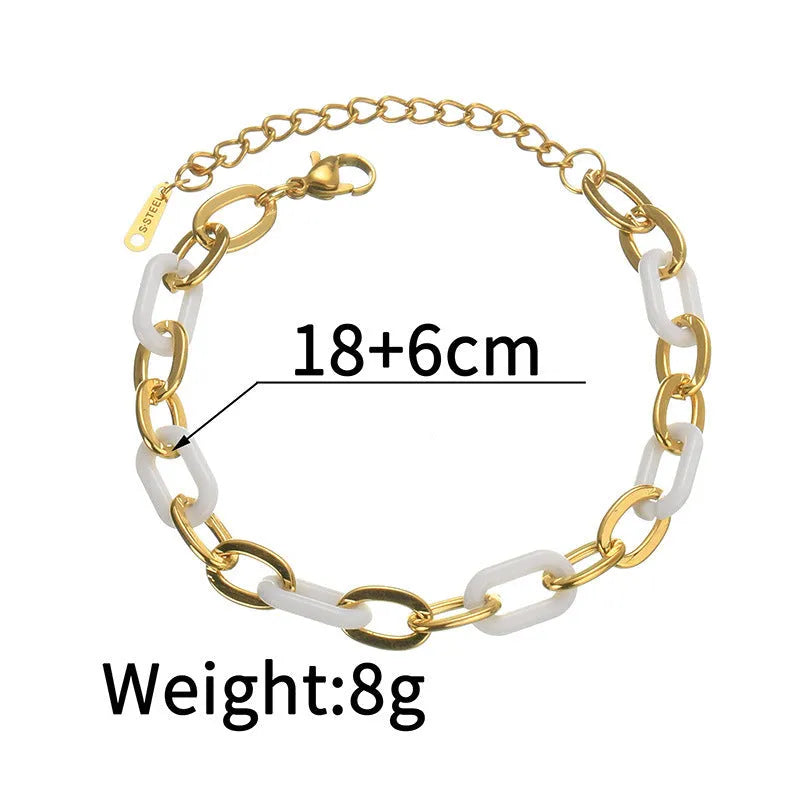 Women's ins style stainless steel bracelet with a double-layered electroplated resin heart charm