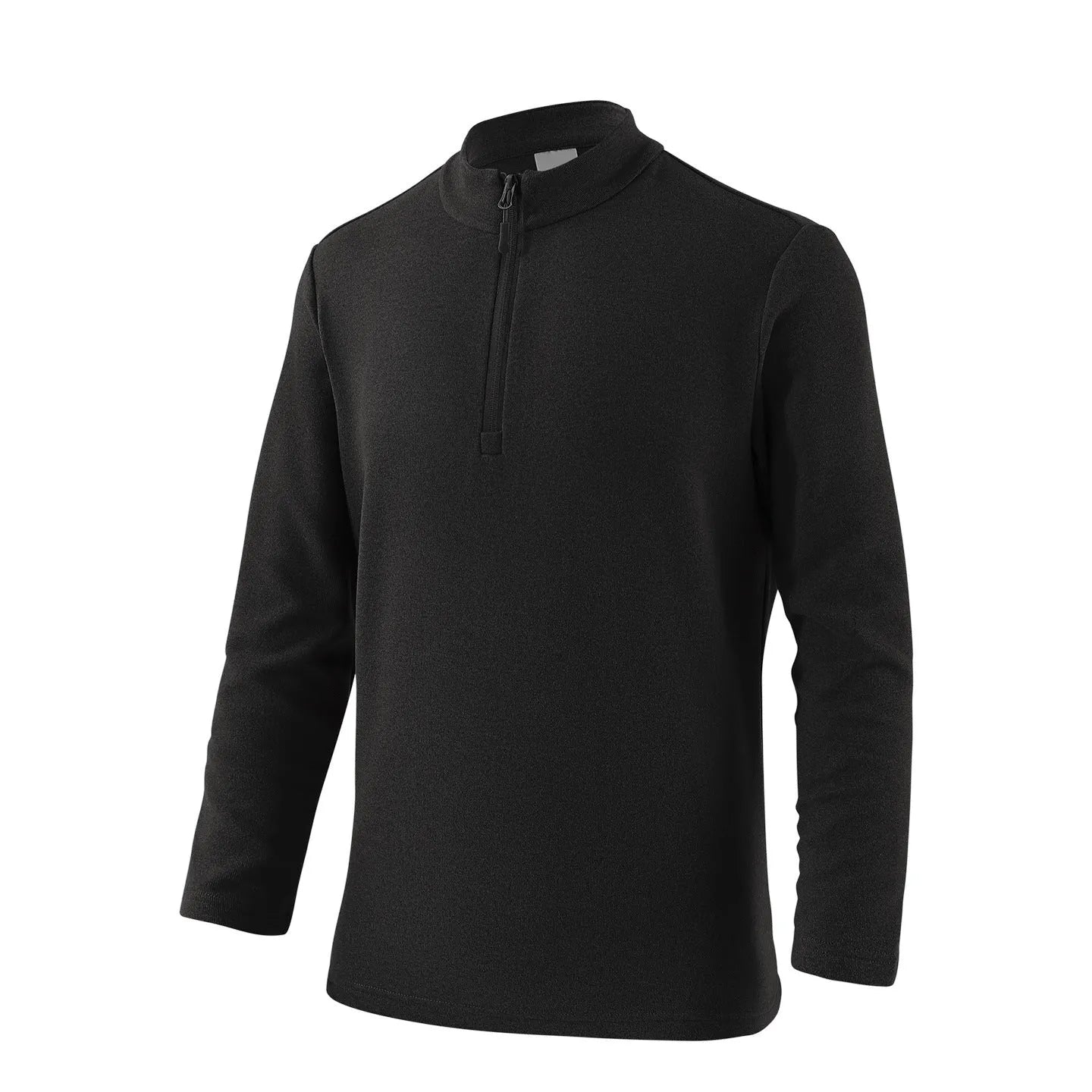 Men's stand collar half zip sweater in solid colour with dimensional patch pocket, straight cut, available in sizes M-3XL