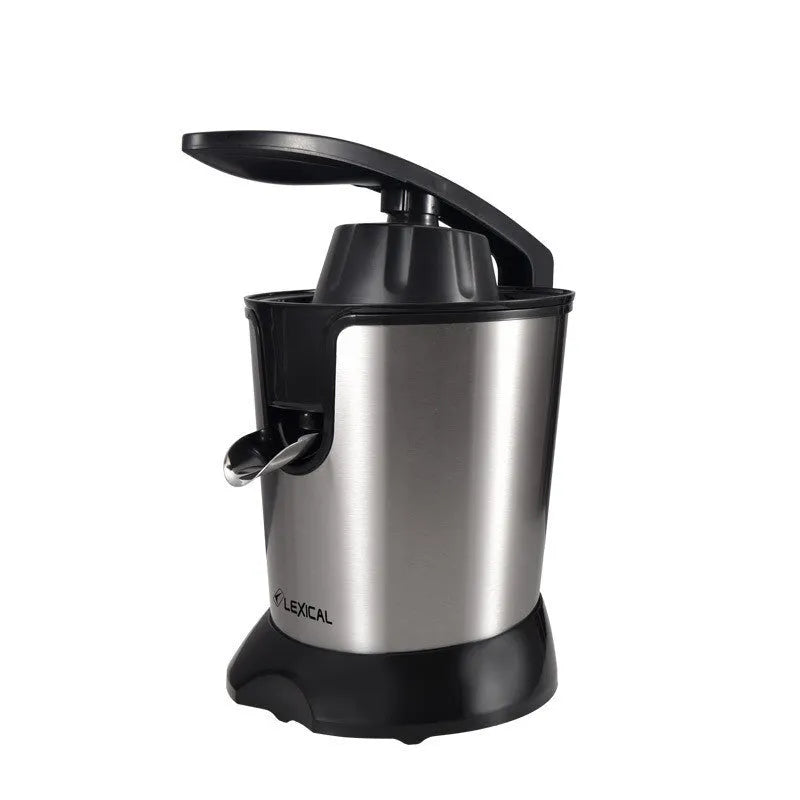 Stainless steel citrus juicer machine with vertical screw rod cutter head and round feeding port