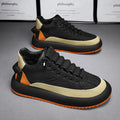 Men's casual board shoes synthetic PU upper elastic band thick sole black orange black white Milan sizes 39-44