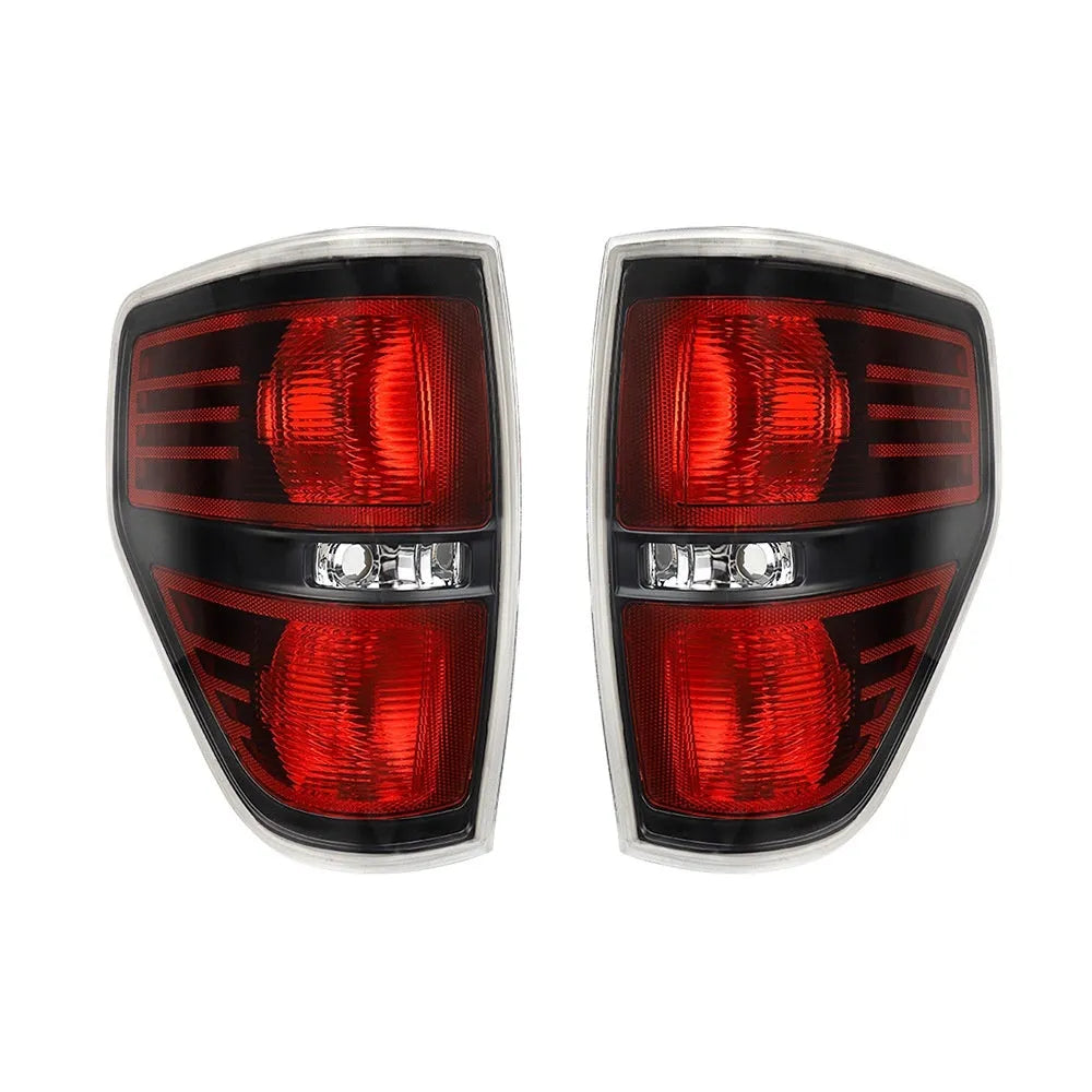 Pair of Ford F-150 taillight modification stop lamps in silver and black finish