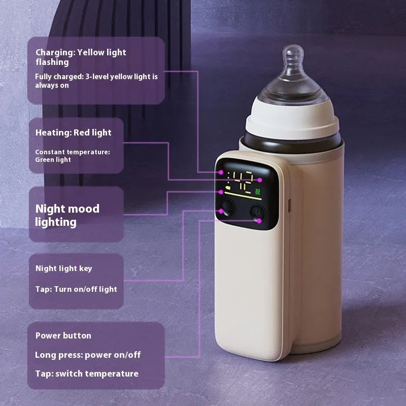 Universal baby bottle insulation sleeve with 8000mAh battery for portable milk warming.
