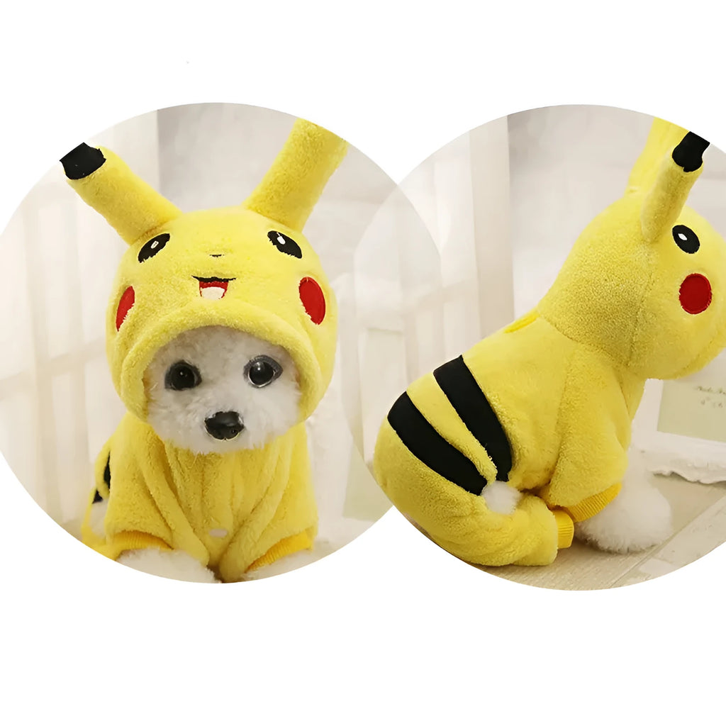 Fleece hoodie costume coat for cat or small dog in cartoon design