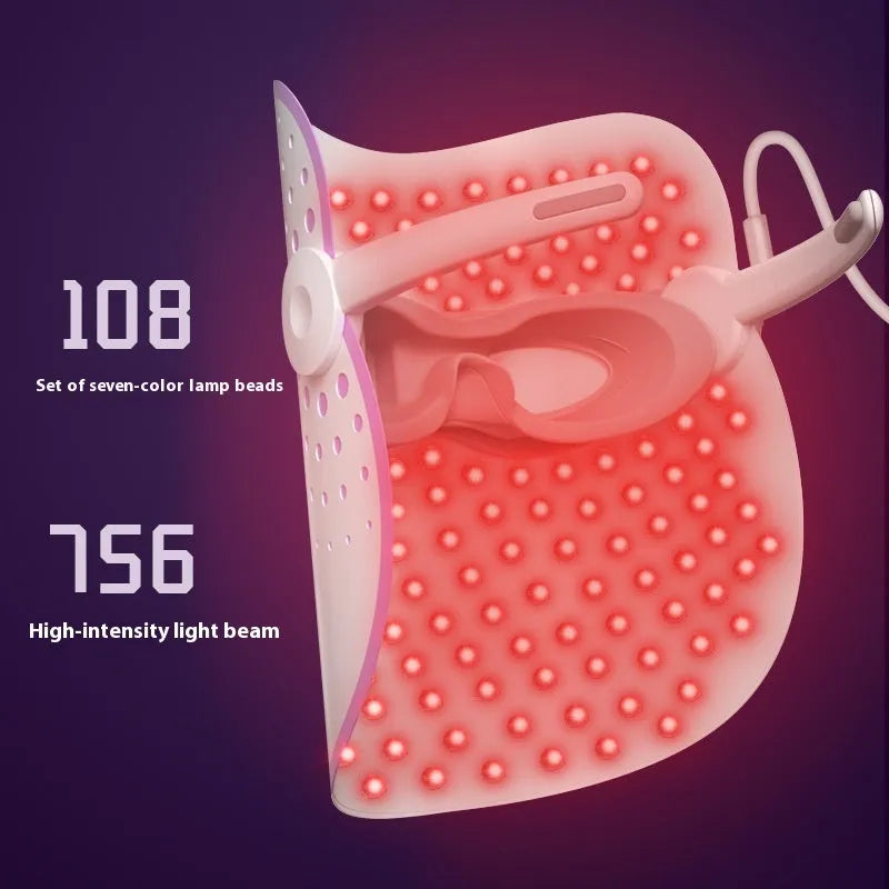 White and purple IPL photon beauty mask device for home facial light therapy.