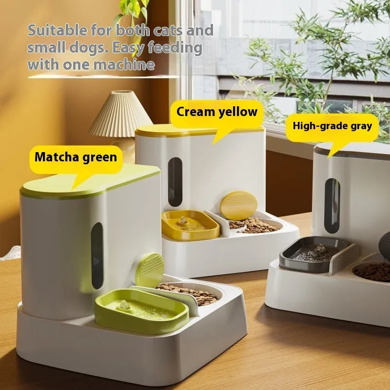Automatic cat feeder water dispenser with integrated double bowl in multiple colour options