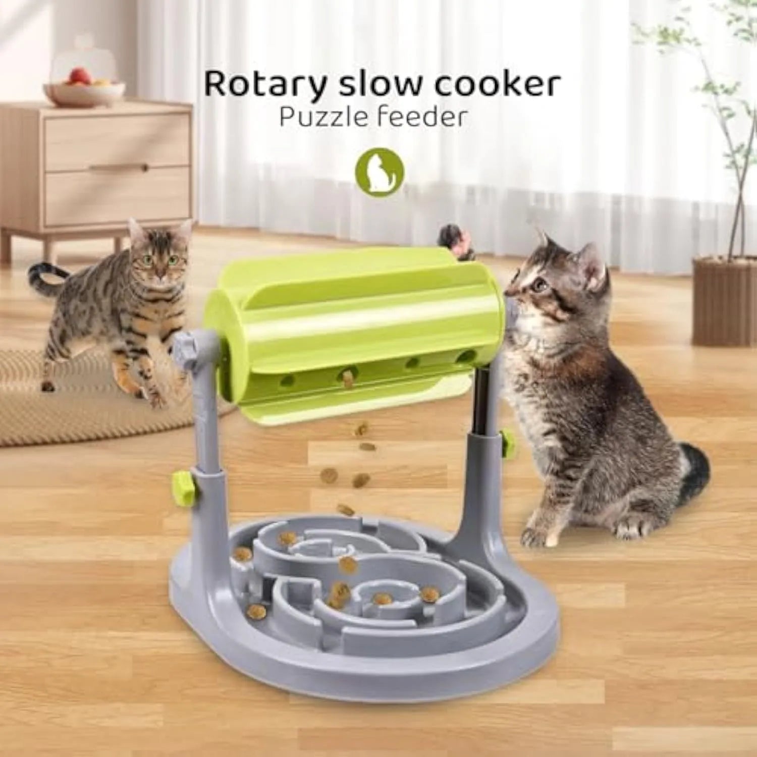 Blue adjustable height interactive slow feeder bowl for pets with raised pattern food tray