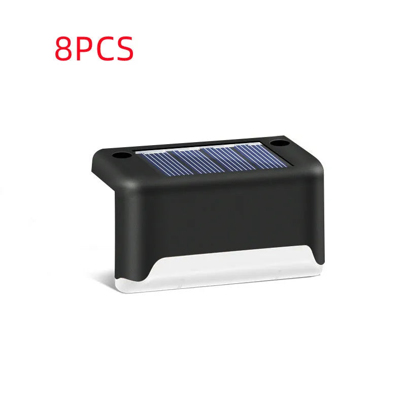 Black solar courtyard stair light 0.2W IP55 ABS 75x44x42mm for outdoor garden steps and pathways