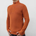 Men's grey half-turtleneck zipper sweater, British-style pullover for casual wear