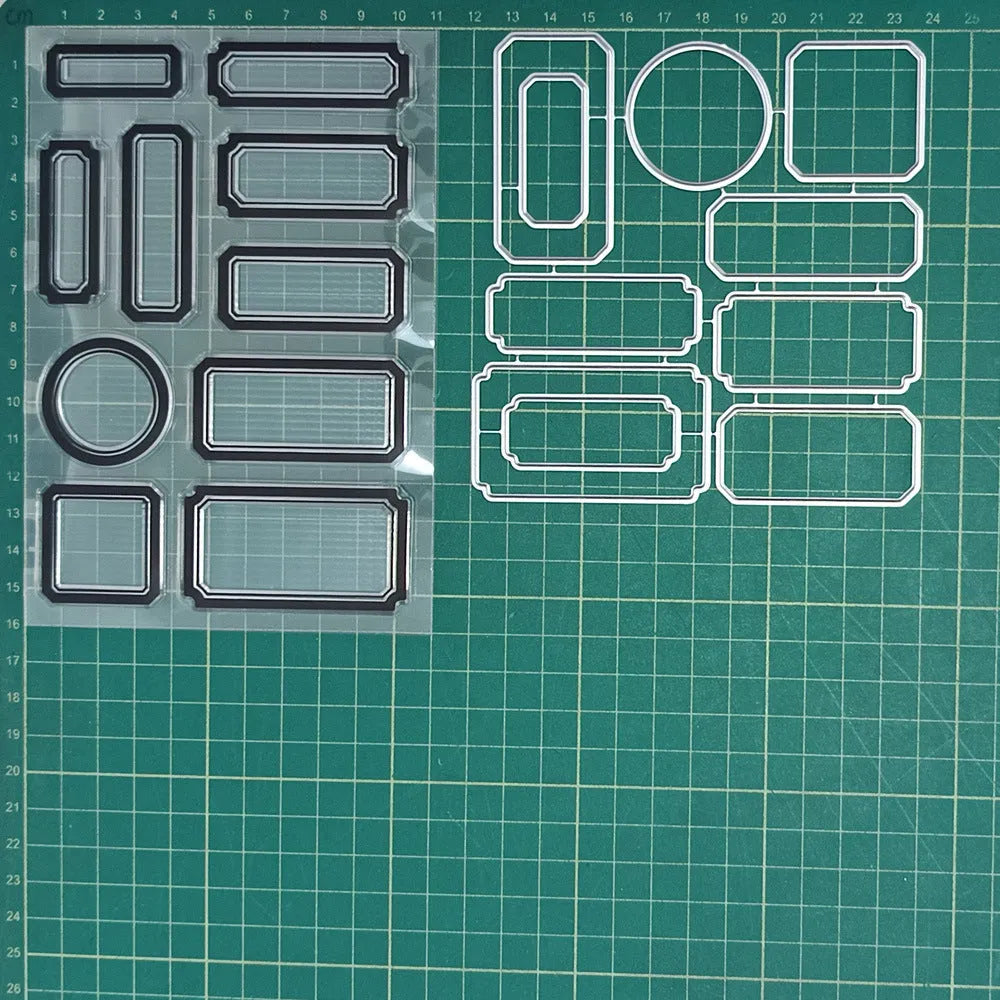 Contour label silicone transparent stamp with metal base and European geometric pattern in colour LG24-7108