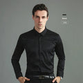 Casual long sleeve shirt with four-way stretch in slim fit, solid colour, synthetic fibre blend