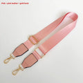 Adjustable nylon shoulder strap with gold hook, shown in 22 colour options for women's bag replacement