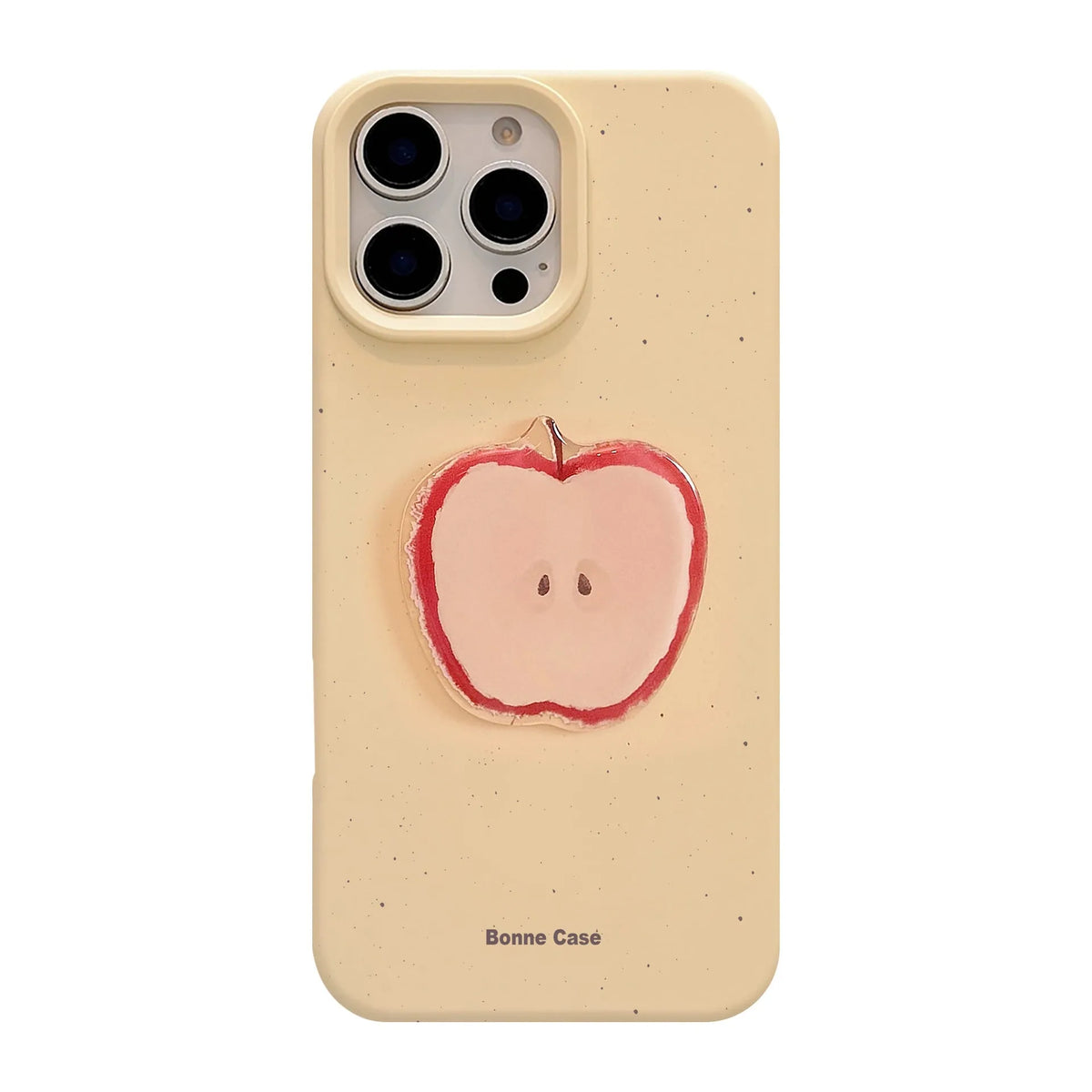 Three-dimensional fruit TPU phone case with oil-painting finish for Apple iPhone, available in pink, yellow, green colours