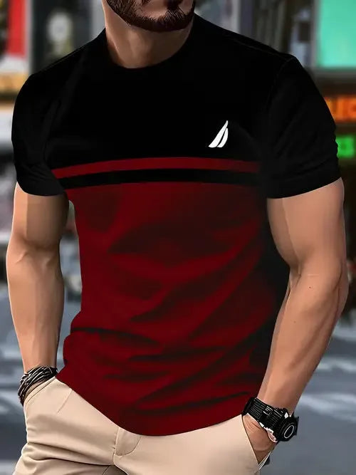 Men's loose fit casual polyester T-shirt in multiple colours with short sleeves