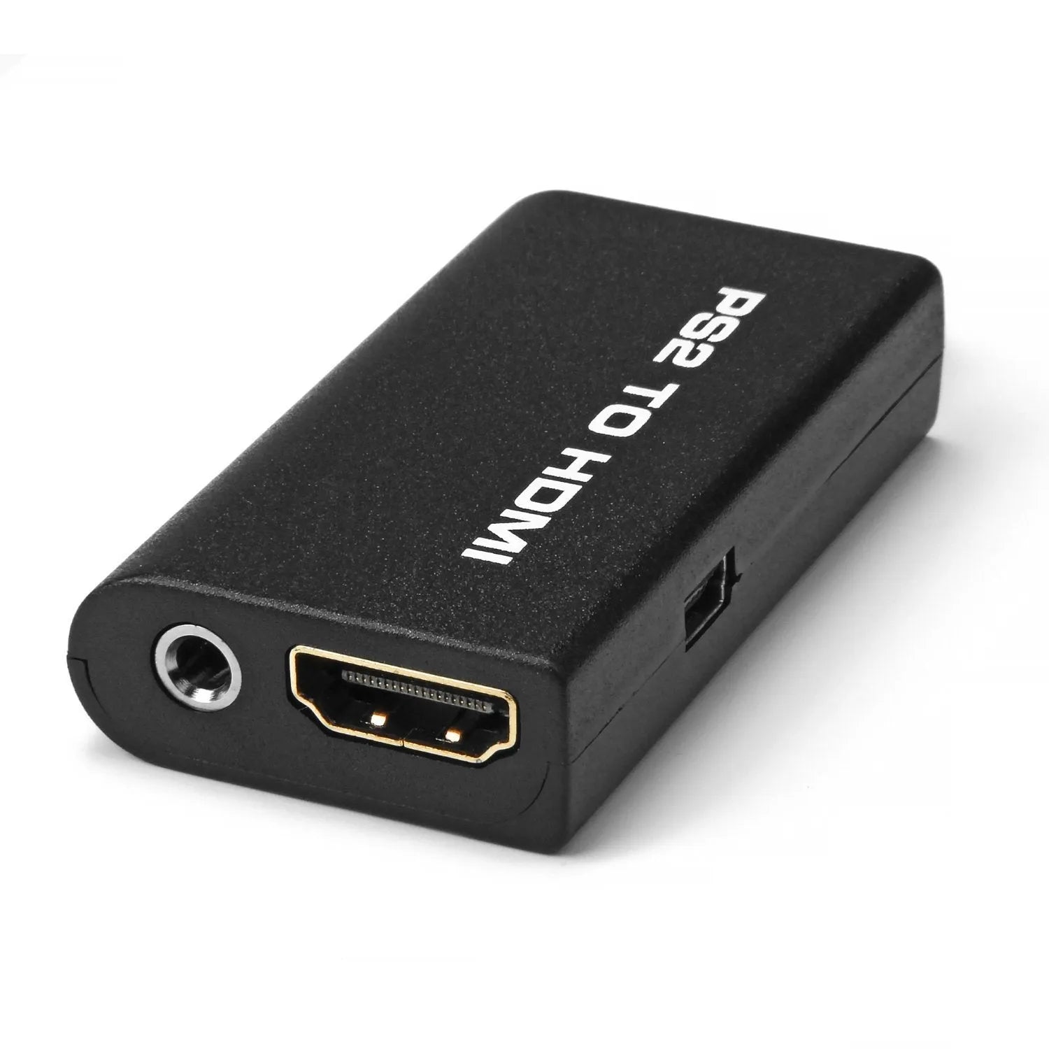 Black PS2 to HDMI audio-video converter with PS/2 interface for PlayStation 2 consoles