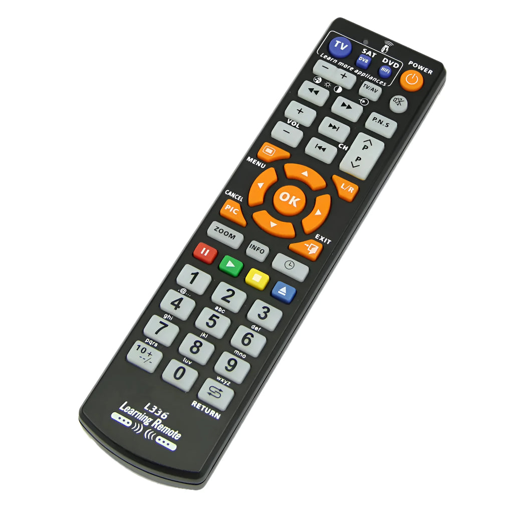 Black L336 universal learning remote control for TV and DVD equipment