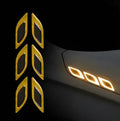 Blue and yellow reflective resin tape strips for universal car bumper and wheel arch protection.