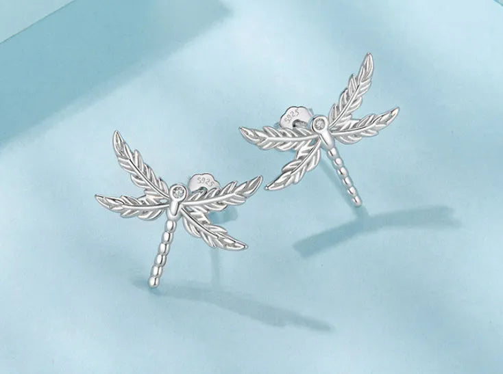 925 sterling silver wing dragonfly stud earrings with electroplated finish SCE1909 colour