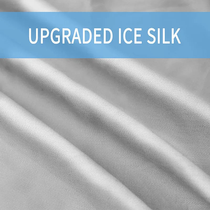 U-shaped maternity pillow in ice silk fabric for pregnancy support, shown in light blue colour.