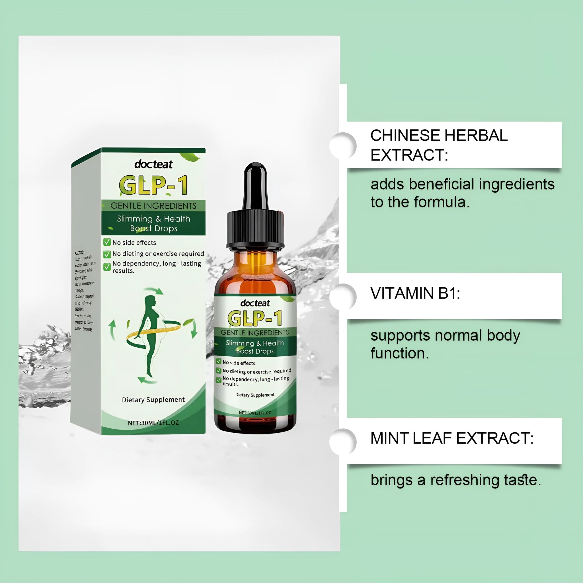 30ml dropper bottle of multiple plant extraction herbal supplement with Traditional Chinese Medicine ingredients