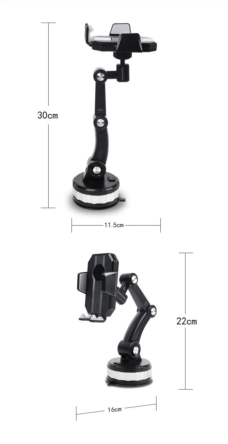 Black plastic universal suction phone bracket for car dashboard windscreen mount