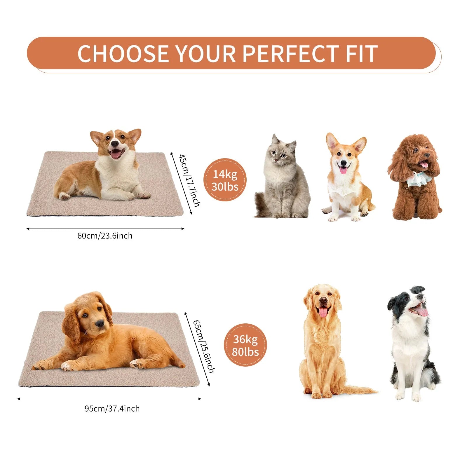 Grey plush self-heating pet pad for cats and dogs on indoor floor