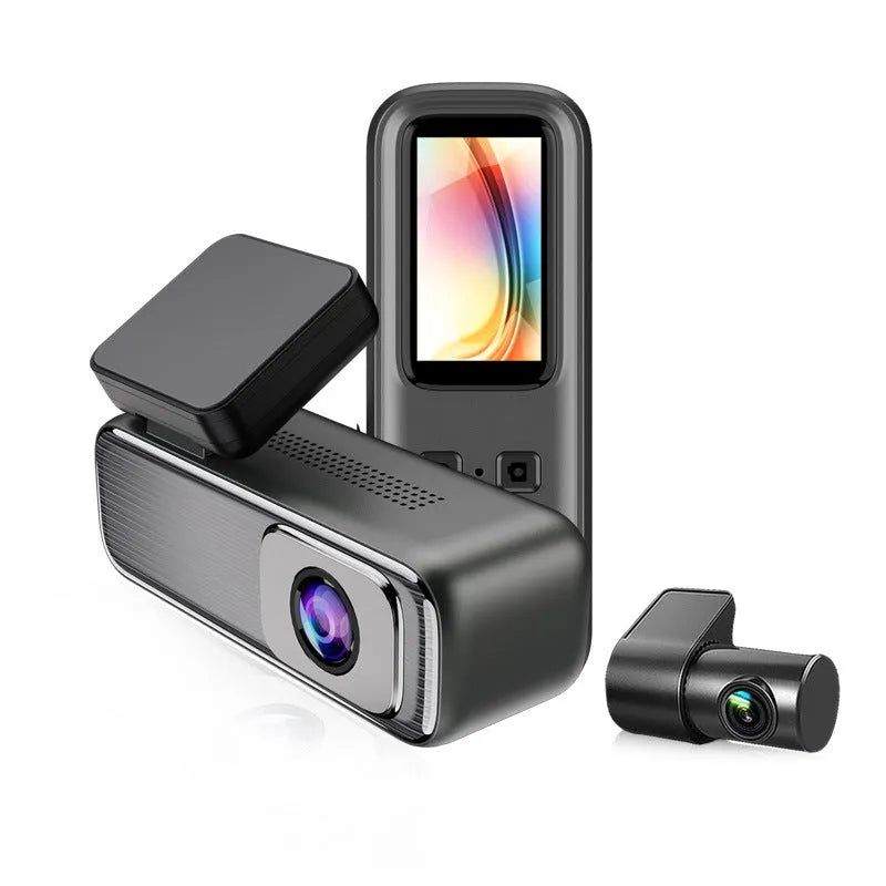Driving recorder with 1.2-inch screen showing HD 2K recording and WiFi connectivity for mobile phones