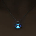Dog paw hollow luminous necklace alloy pendant 45cm chain blue green