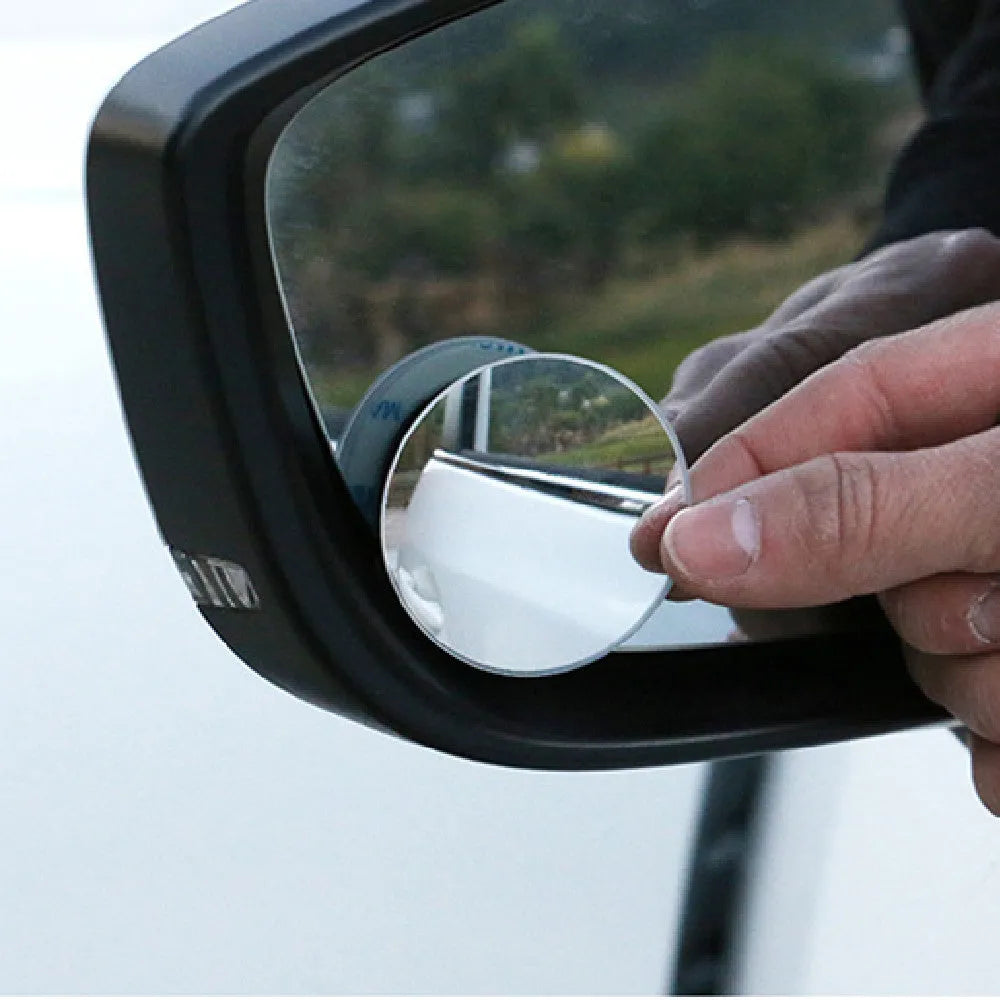 Silver 5cm convex blind spot mirror with adjustable bracket for car side mirror attachment