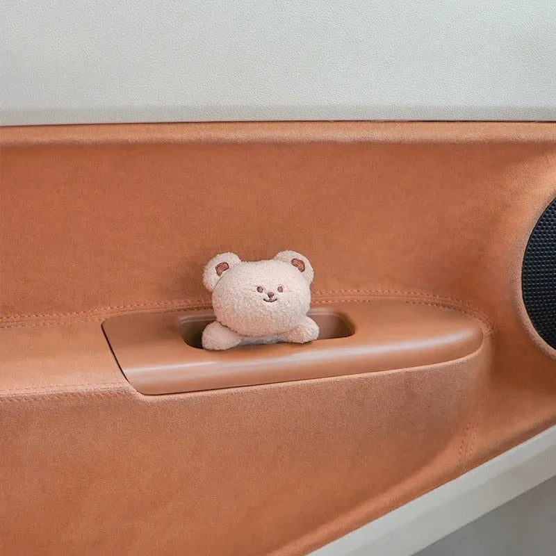 Soft fabric plush doll decoration for car centre console in bear or rabbit cartoon design