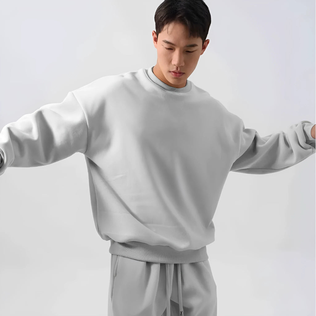 Men's polar fleece sports suit with long sleeve coat and padded trousers in double-sided shake fabric