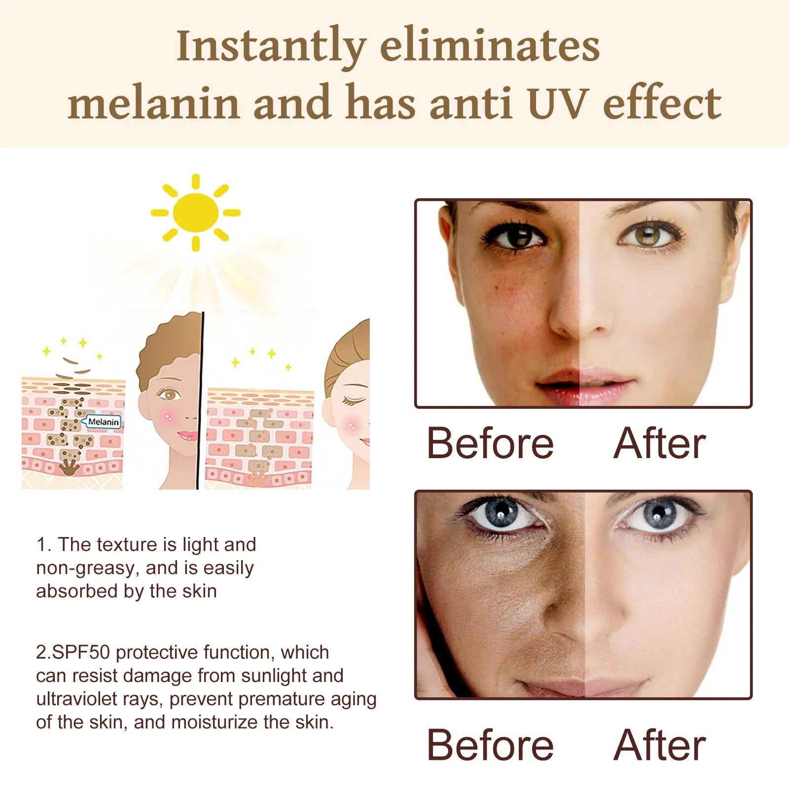 50g tube of probiotics protective cream for brightening skin with vitamin C and titanium dioxide