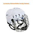 Ice hockey and ball hockey helmet with a carbon steel face mask in black.