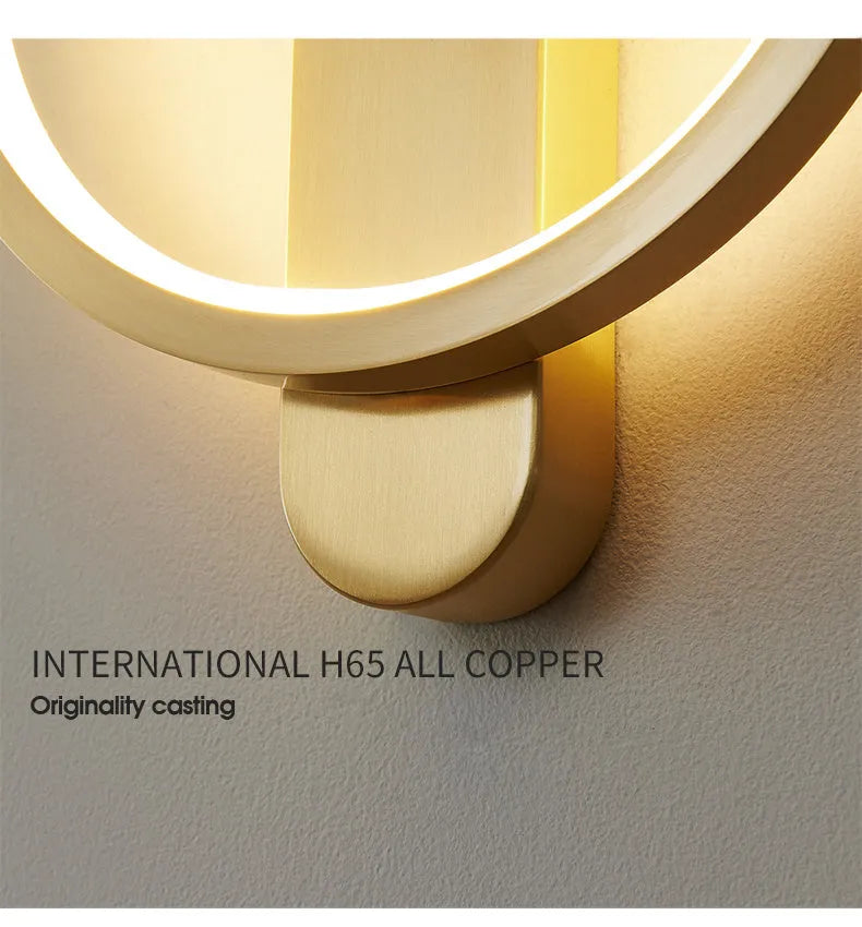 All copper wall lamp simple creative personality bedside light in gold finish 20x4x24cm