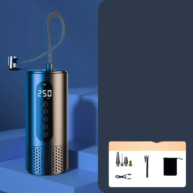 Portable wireless electric car air pump with ABS body, 60W motor, and 35L/min airflow