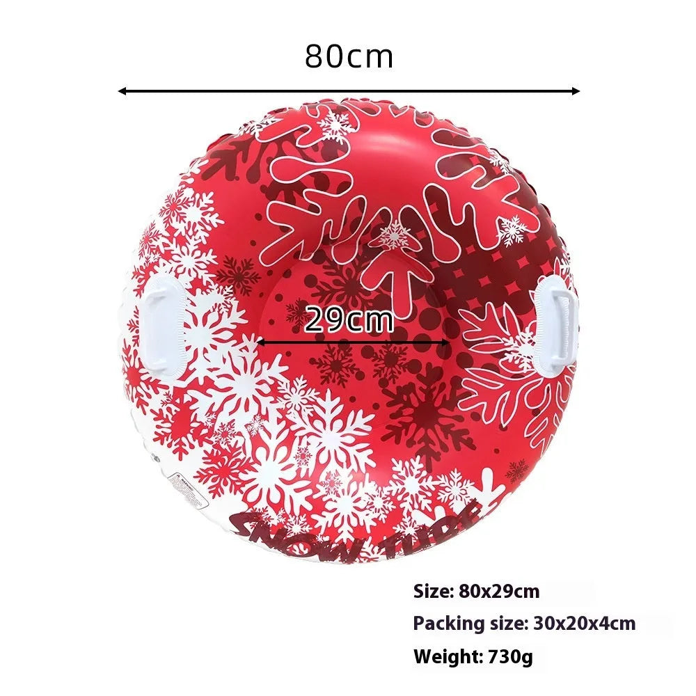 PVC winter ski ring toy in flame red, ice-snow blue, or snow mountain colour design for outdoor snow play.