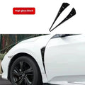 Pair of left and right rubber fender blade side wings for car modification in black and carbon fiber finish