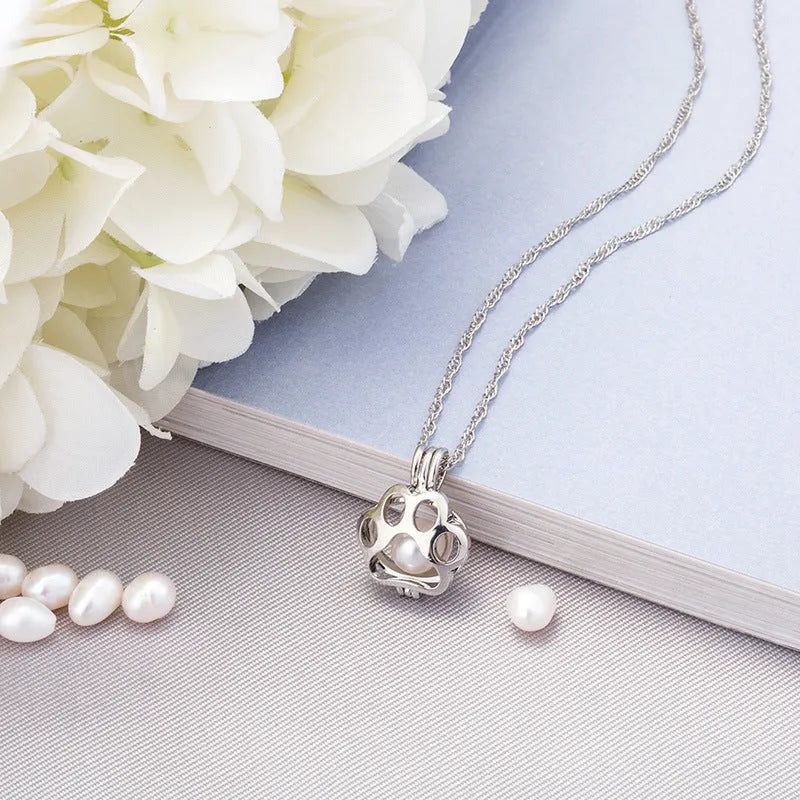 Dog paw hollow luminous necklace alloy pendant 45cm chain blue green