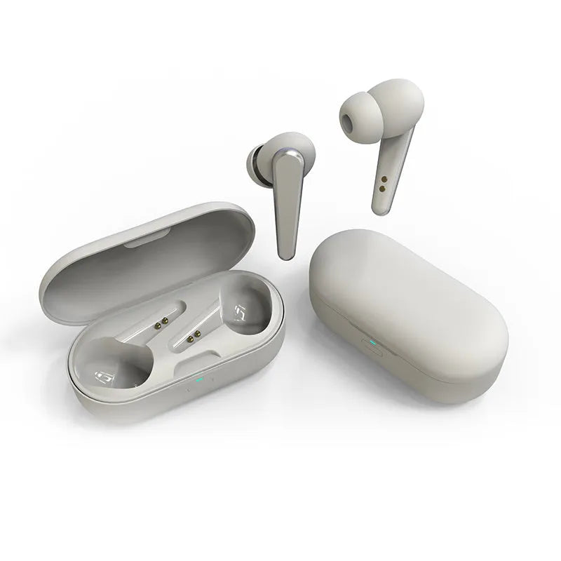 ANC active noise reduction Bluetooth headphones in black, white, pink, green, and blue colours with earplug design